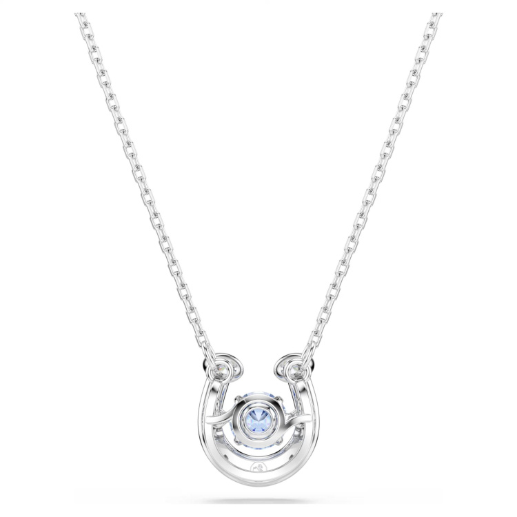 Symbolica pendant Round cut, Pavé, Horse shoe, Blue, Rhodium plated